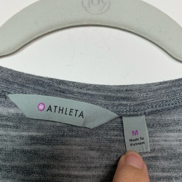 Athleta Long Sleeve Faux Wrap Bubble Hem Top Gray - Picture 3 of 4